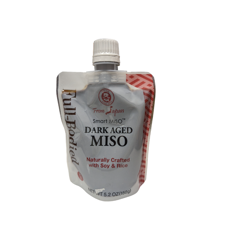 dark aged miso in a pouch