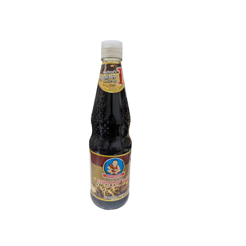 mushroom flavored soy sauce in a large bottle
