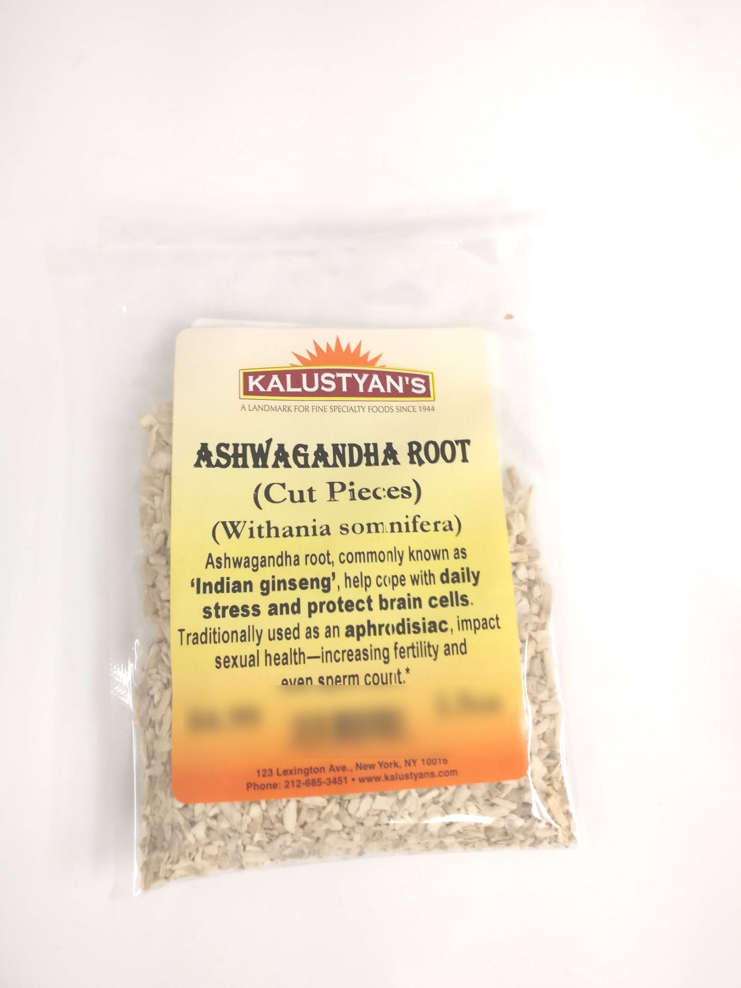 Ashwangandha Root (Withania somnifera), Cut & Shifted