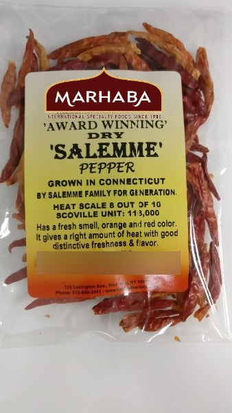 Salemme Pepper, Dried Whole ( Winner of 2008 Hot Pepper Award)