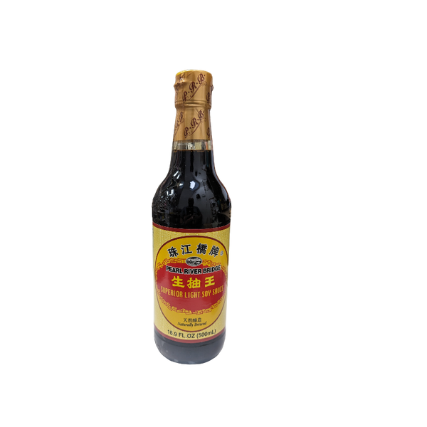 Superior light soy sauce in a glass bottle