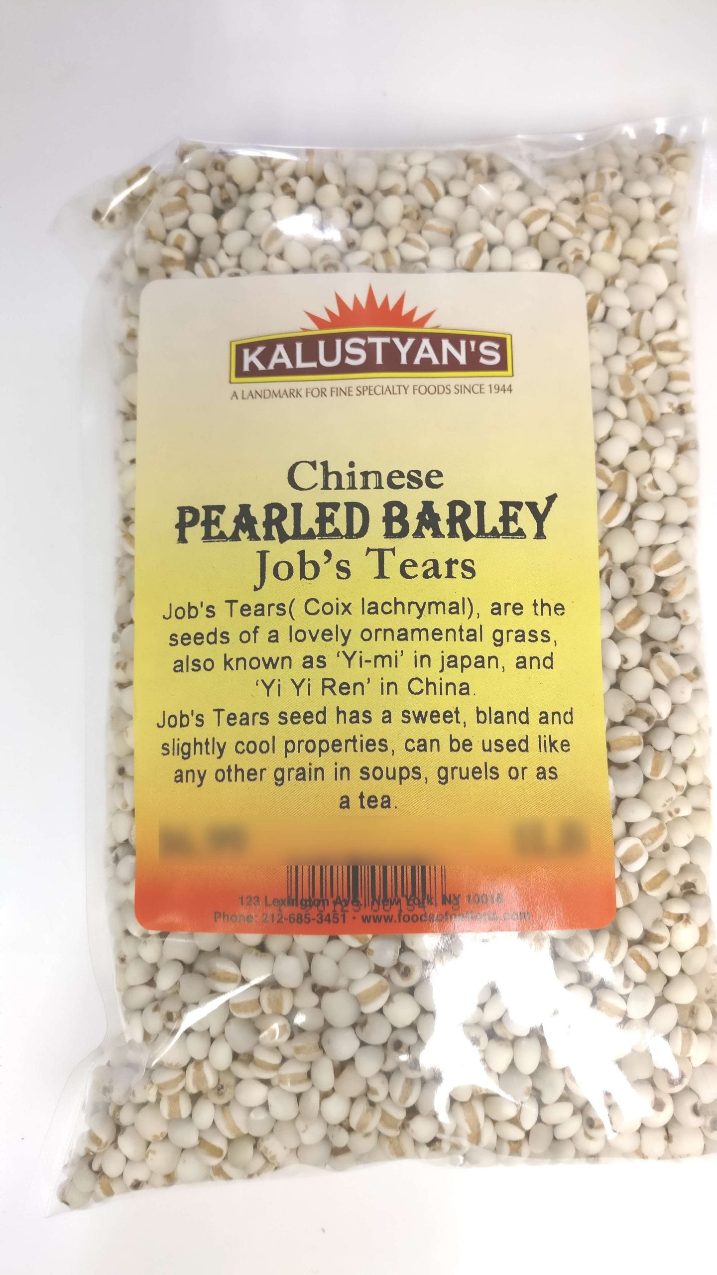 JOB'S TEARS, CHINESE PEARL BARLEY