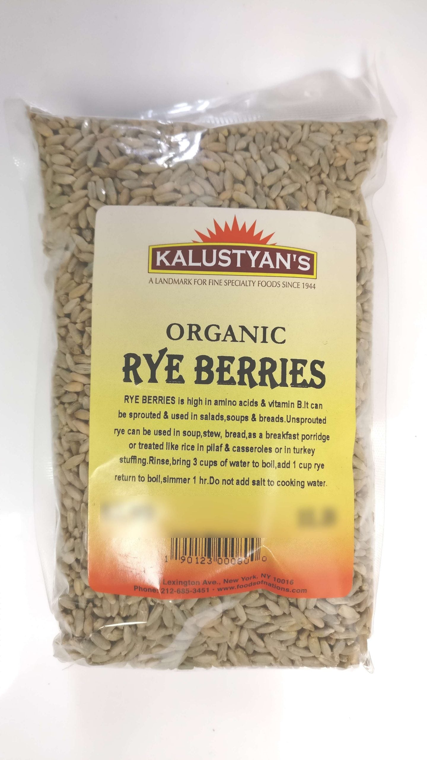 Products With Rye Rye Berries, Organic – Kalustyan's