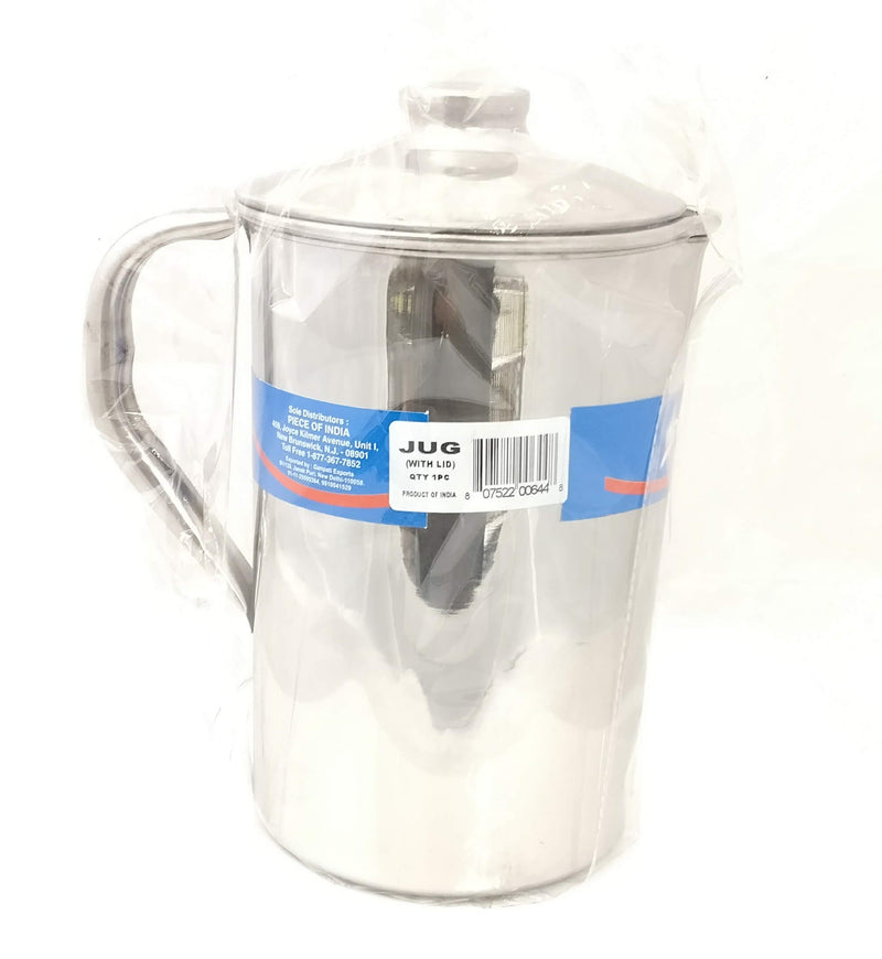 Jug/ Water Pitcher, S/Steel, with Ice Stopper