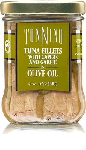 Tuna Fillets with Capers and Garlic in Olive Oil